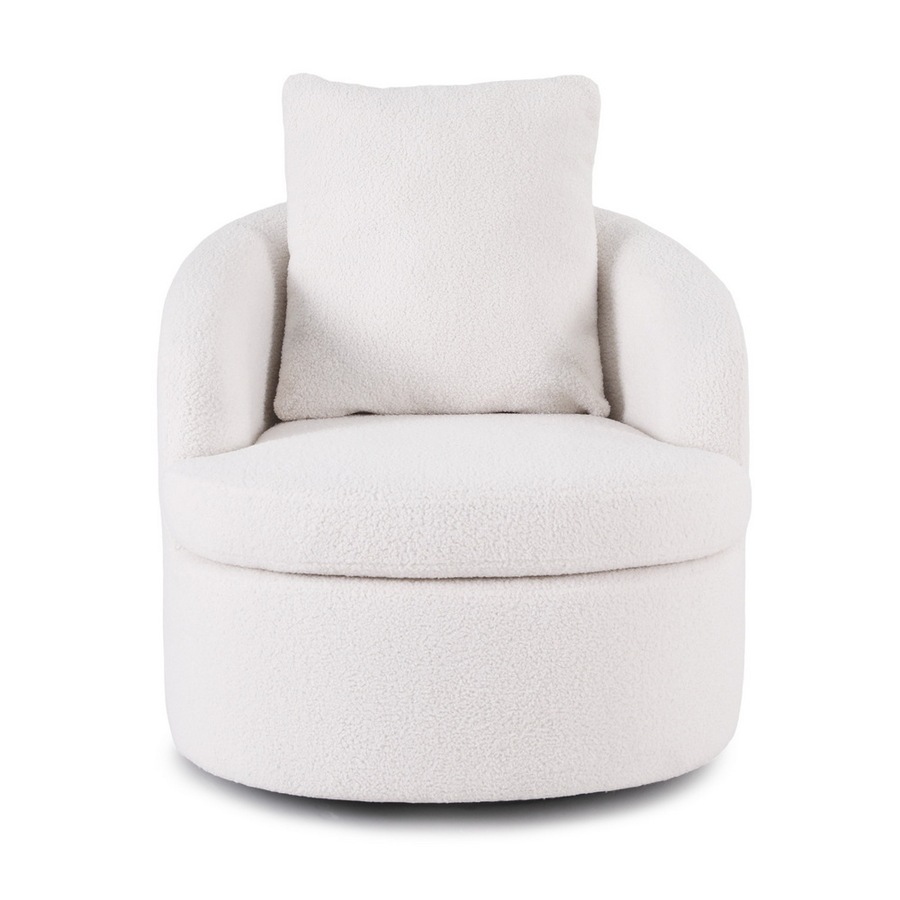 Artiss Swivel Chair Round Armchair Extra Pillow White