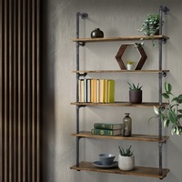 5-Tier Artiss Floating DIY Pipe Wall Shelf - ISSA