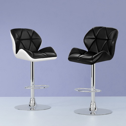 Artiss 2x Fabric Bar Stools NOEL Kitchen Chairs Swivel Bar Stool Gas