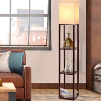 3 Tier Artiss Floor Lamp Shelf Storage LED Light Stand Home Room Vintage White