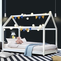 198x100 Artiss Bed Frame Wooden Kids House Frame White CASA