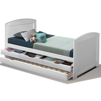 Single Wooden Timber Trundle Bed Frame Mattress Base Daybed Kids