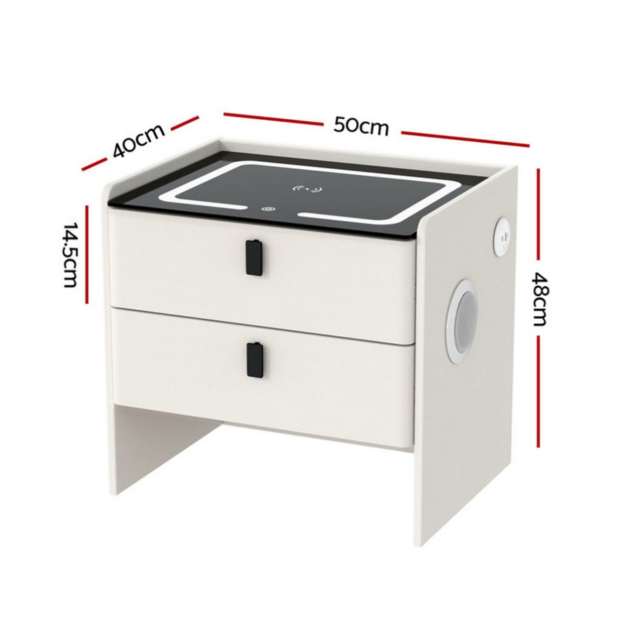 1X Artiss Smart Bedside Table BESS White