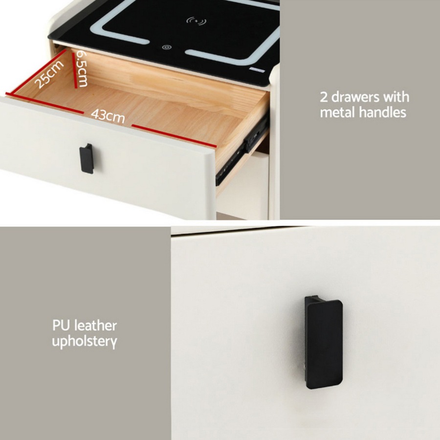 1X Artiss Smart Bedside Table BESS White