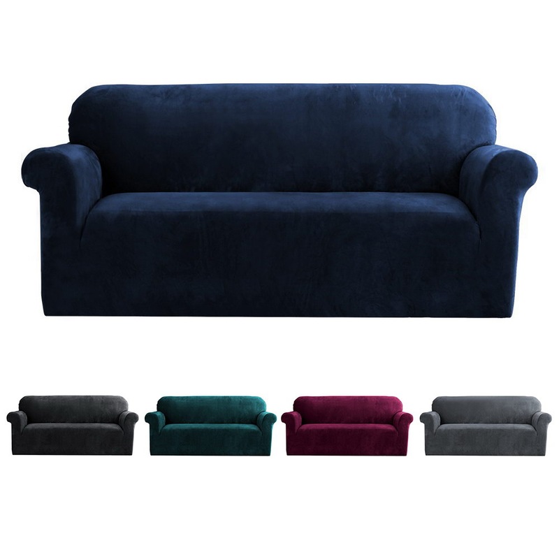 Buy Artiss Sofa Cover Velvet Plush Couch Cover Lounge Slipcover 1 2 3 4 ...