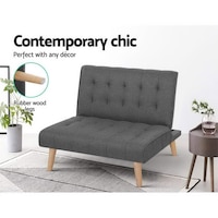 Buy Artiss Sofa Bed Fabric Lounge Sofa Recliner Chair Grey Sofa - MyDeal