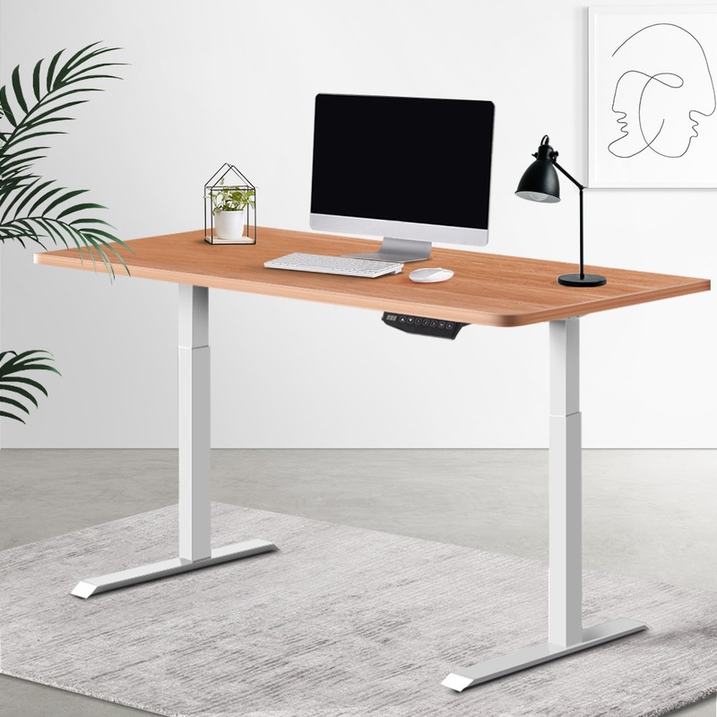 Buy Artiss Electric Standing Desk Dual Motorised White & Oak 120cm MyDeal
