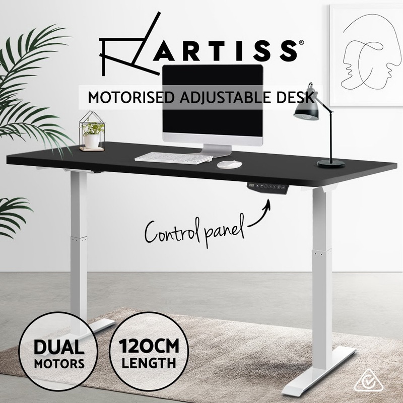 Buy Artiss Electric Standing Desk Dual Motorised White & Black 120cm