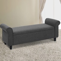125cm Artiss Storage Ottoman Blanket Box Armrest Linen Grey
