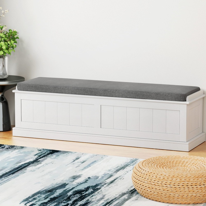 Buy Artiss Storage Ottoman Blanket Box 140cm Fluted Grey - MyDeal