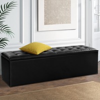 140cm Artiss Storage Ottoman Blanket Box Leather Black