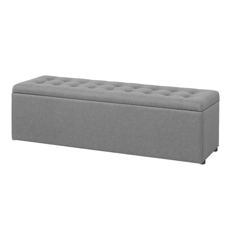 Artiss Storage Ottoman Blanket Box Grey LARGE Fabric Rest Chest Toy