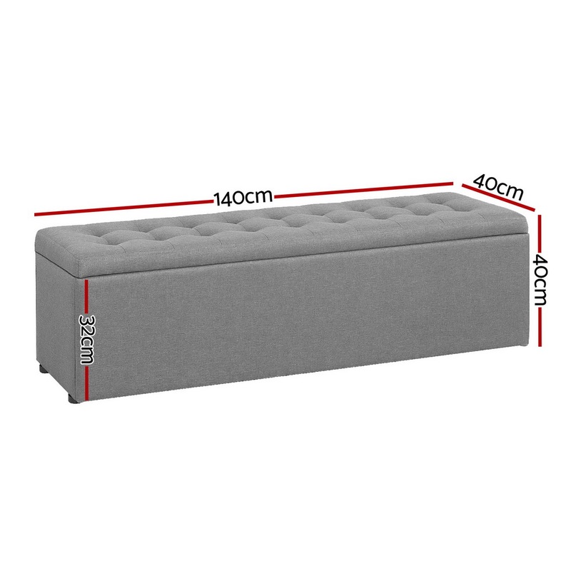 140cm Artiss Storage Ottoman Blanket Box Linen Grey - MyDeal's Boxing ...