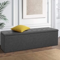 140cm Artiss Storage Ottoman Blanket Box Linen Dark Grey