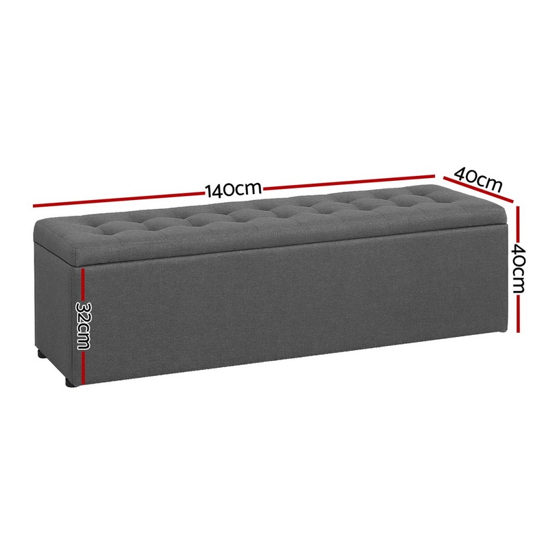 Buy Artiss Storage Ottoman Blanket Box 140cm Linen Dark Grey MyDeal