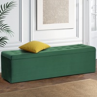 140cm Artiss Storage Ottoman Blanket Box Velvet Green