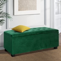 1x Artiss Storage Ottoman Blanket Box 98cm Velvet Green