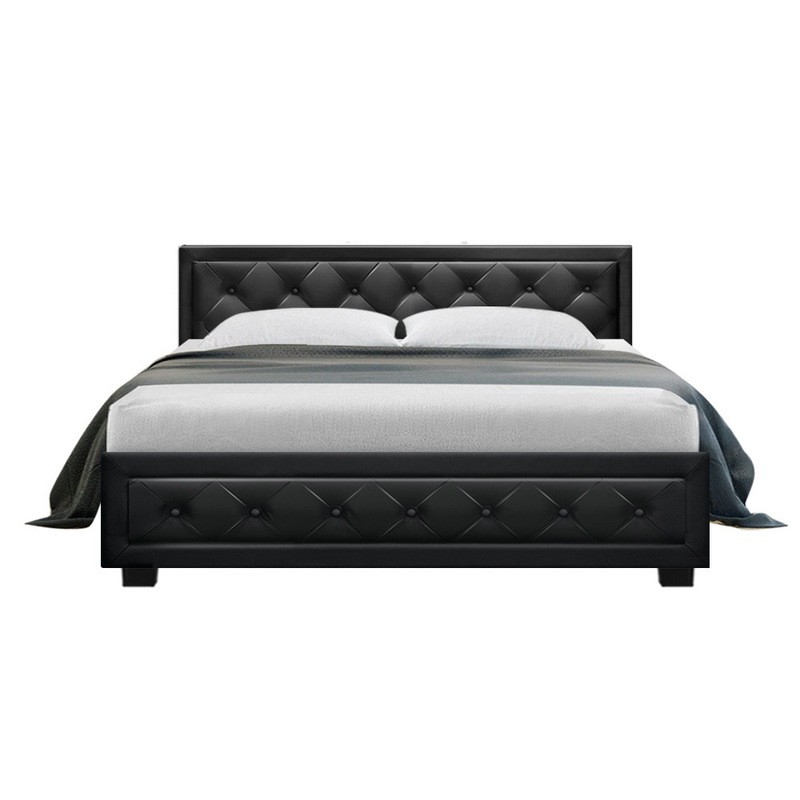 Buy Artiss Bed Frame Queen Size Gas Lift Black Tiyo - MyDeal