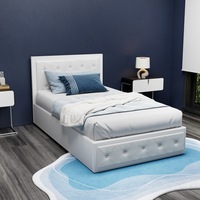 Artiss King Single Bed Frame Gas Lift Storage PVC Leather White TIYO
