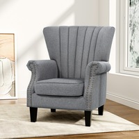 1x Artiss Armchair Wingback Grey Andrew