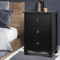 Artiss Bedside Tables 3 Drawers Side Table Black