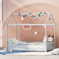 198x100 Artiss Bed Frame Wooden Kids House Frame Grey ROCK