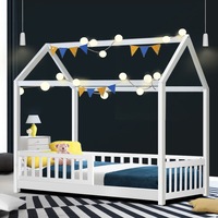 198x100 Artiss Bed Frame Wooden Kids House Frame White ROCK