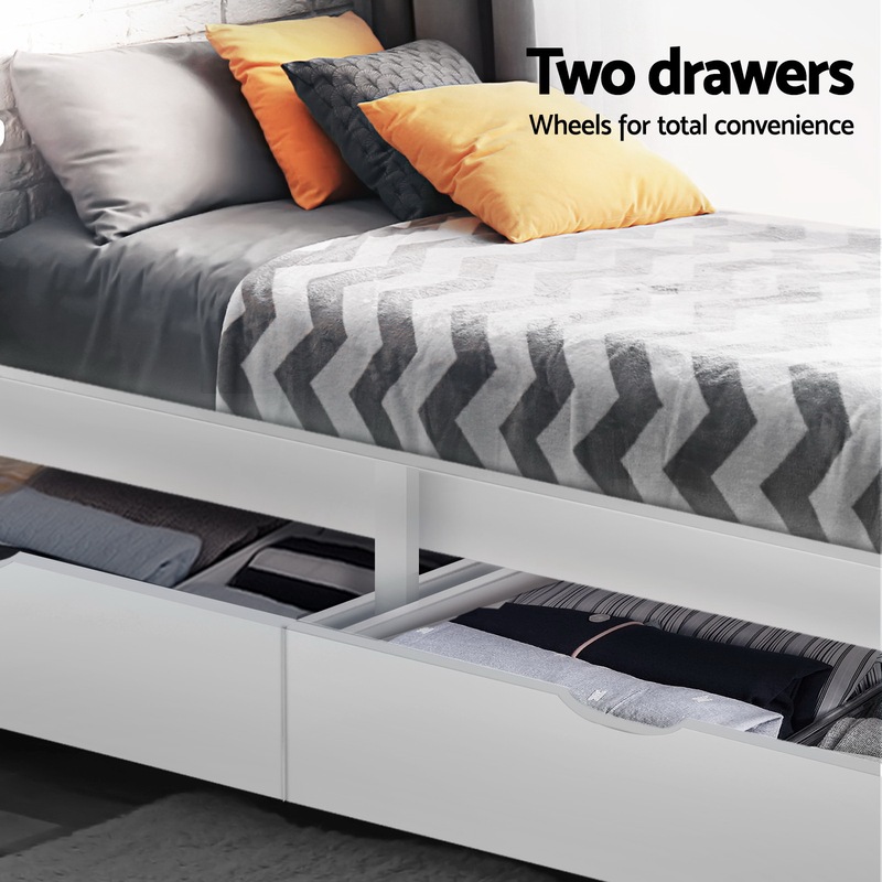 Buy Artiss Wooden Bed Frame with 2 Storage Drawers Timber Base RIO