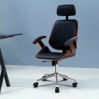 Artiss Office Chair Computer Chairs Bentwood PU Leather Seat Black