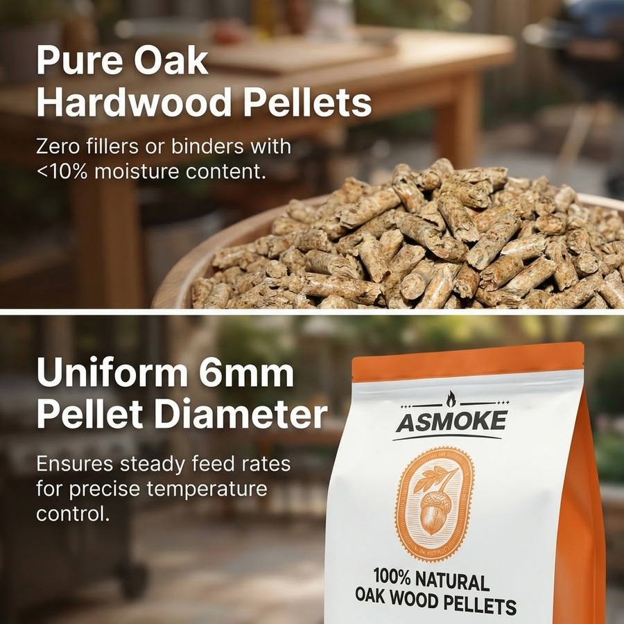 ASMOKE 100% Natural Premium Oak Wood BBQ Pellets for Smoker & Grill (9kg / 20lbs) x2