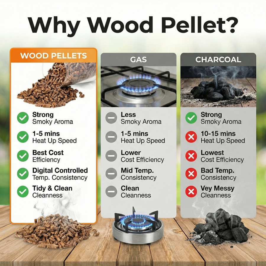 ASMOKE Cherry Wood BBQ Pellets 9kg 100% Natural Hardwood for Smokers & Grills