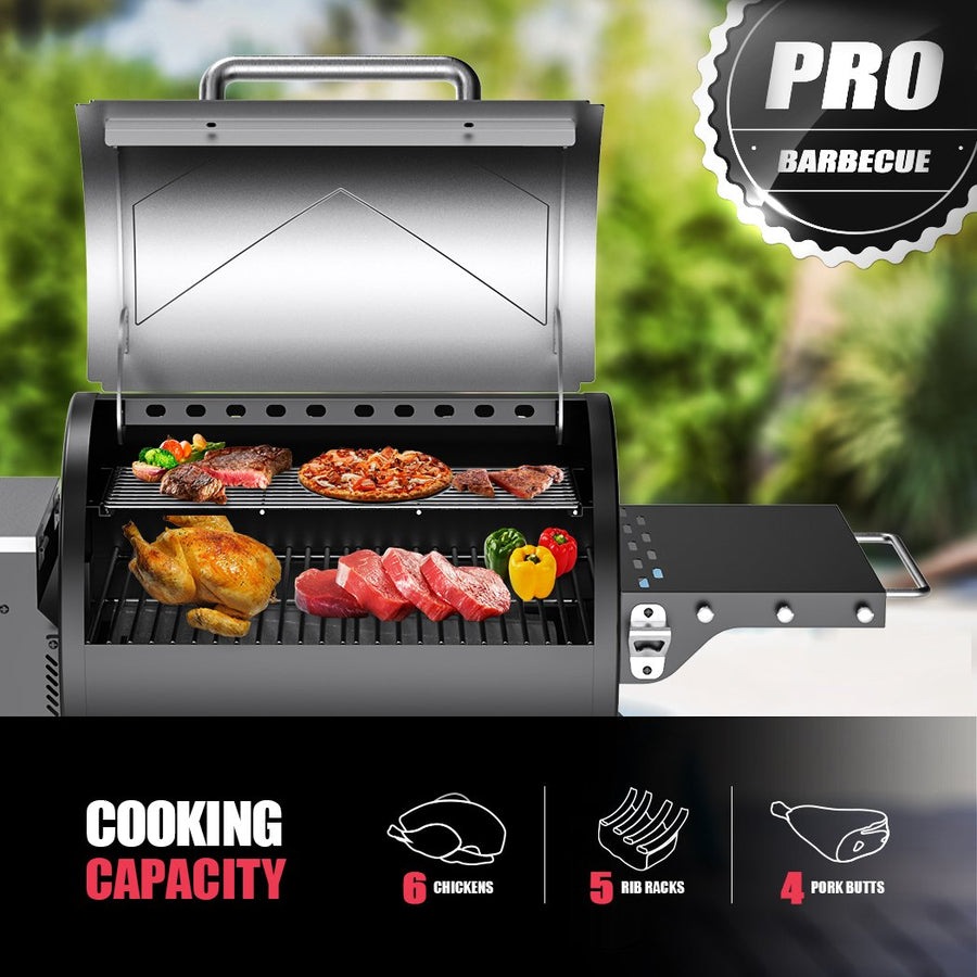 Asmoke 8-in-1 Mid-Size Wood Pellet Grill & Smoker - Digital Controller, Versatile BBQ, Silver, AS500N-2