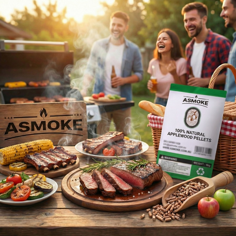 ASMOKE Apple Wood BBQ Pellets 18kg Bulk Value Pack 8 x 2.2kg Individual Bags