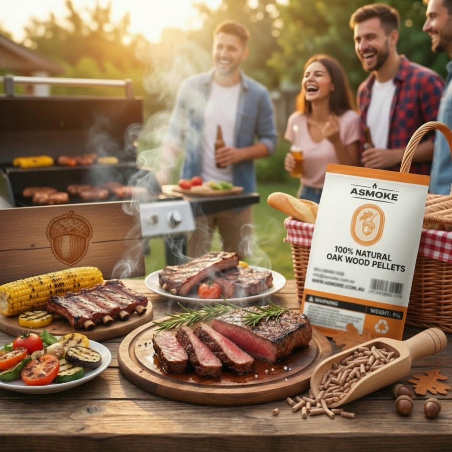 ASMOKE Oak Wood BBQ Pellets 9kg 100% Natural Hardwood for Smokers & Grills