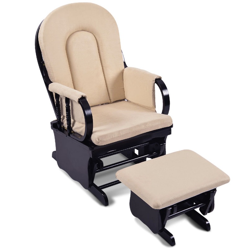 Cuddly Baby Breast Feeding Sliding Glider Chair with Ottoman Beige