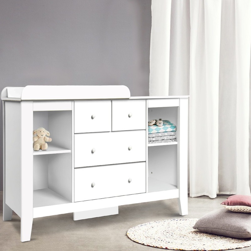 Buy Keezi Baby Change Table Tall boy Drawers Dresser Chest Storage White MyDeal