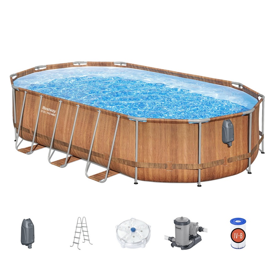 Bestway 6.1m Swimming Pool, Steel Pro Max?Pool & Spa Set With Pump Massage Jets Ladder Kit