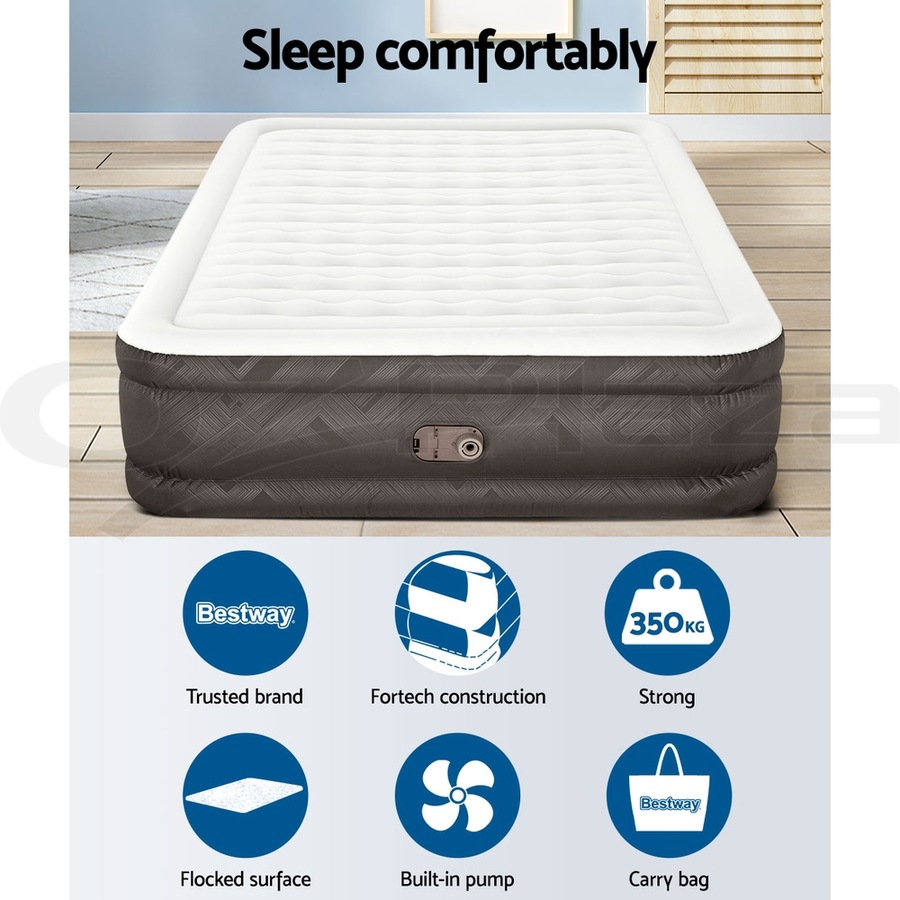 46cm Bestway Air Mattress Queen Inflatable Bed Airbed Grey