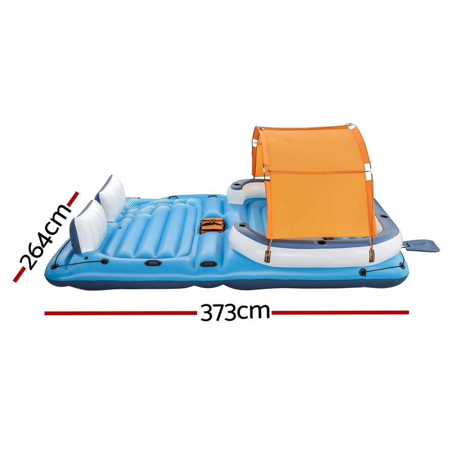 Bestway Pool Float Island Inflatable Lounge 6-person Raft Canopy Floating Bed
