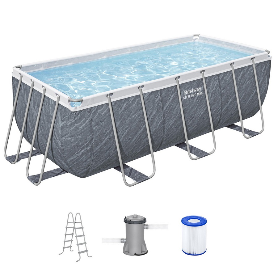 Bestway Swimming Pool 412x201x122cm Steel Frame Pool Set w/Pump Ladder