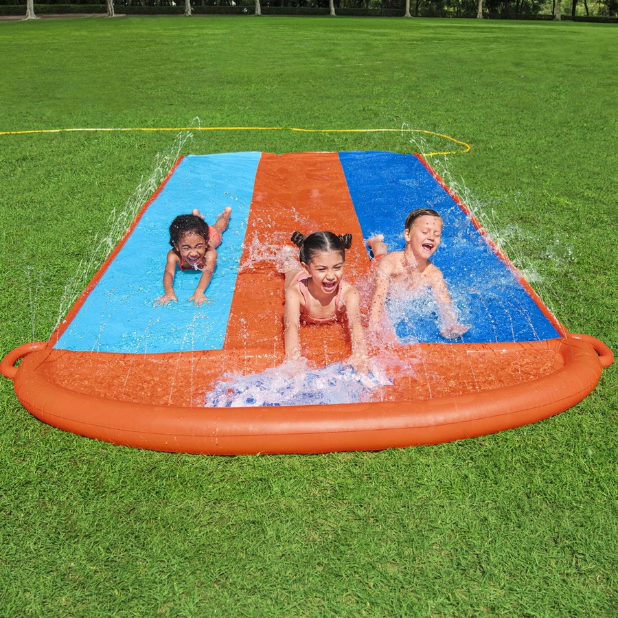 Bestway 488cm Water Slide Kids Triple Slip Slides Splash Pad