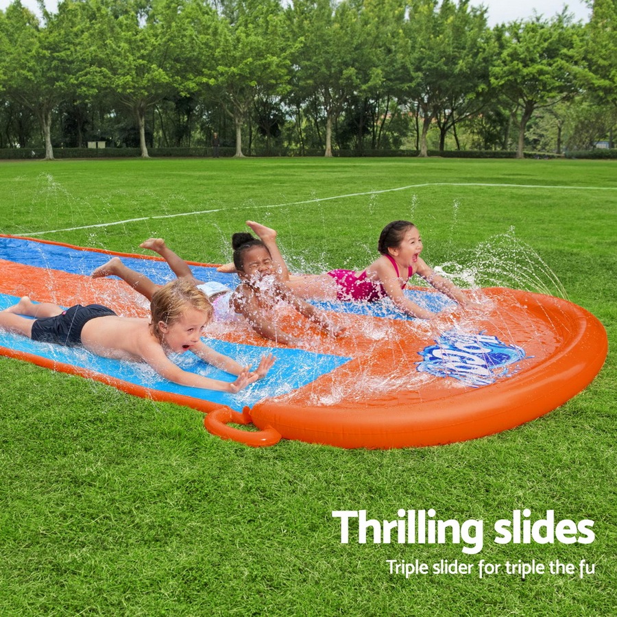 Bestway 488cm Water Slide Kids Triple Slip Slides Splash Pad