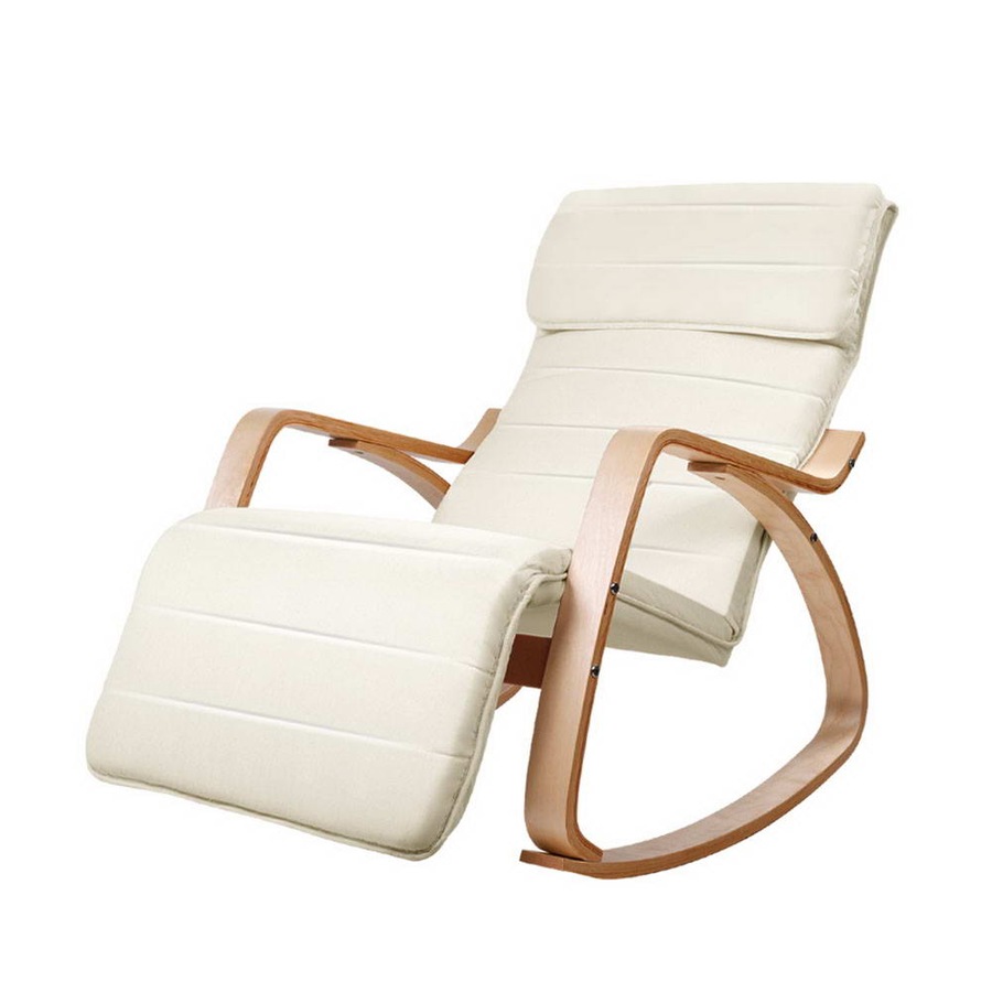 1x Artiss Armchair Footrest Rocking Beige Afton