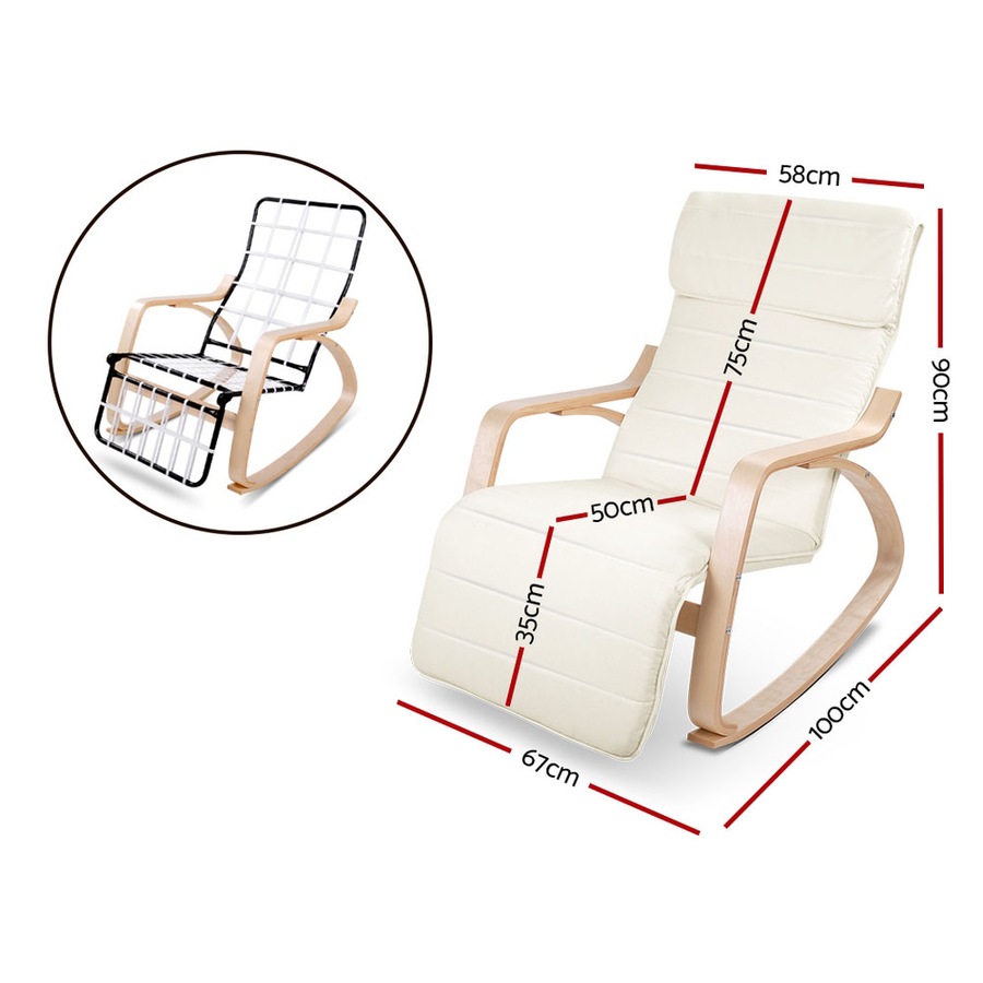 1x Artiss Armchair Footrest Rocking Beige Afton