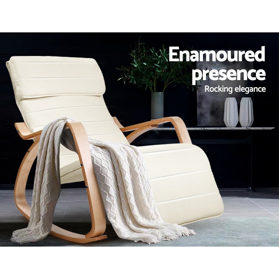 1x Artiss Armchair Footrest Rocking Beige Afton