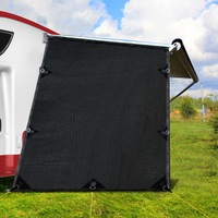 1.95x2.2M Weisshorn Caravan Privacy Screen Roll Out Awning Sun Shade End Wall Side Black