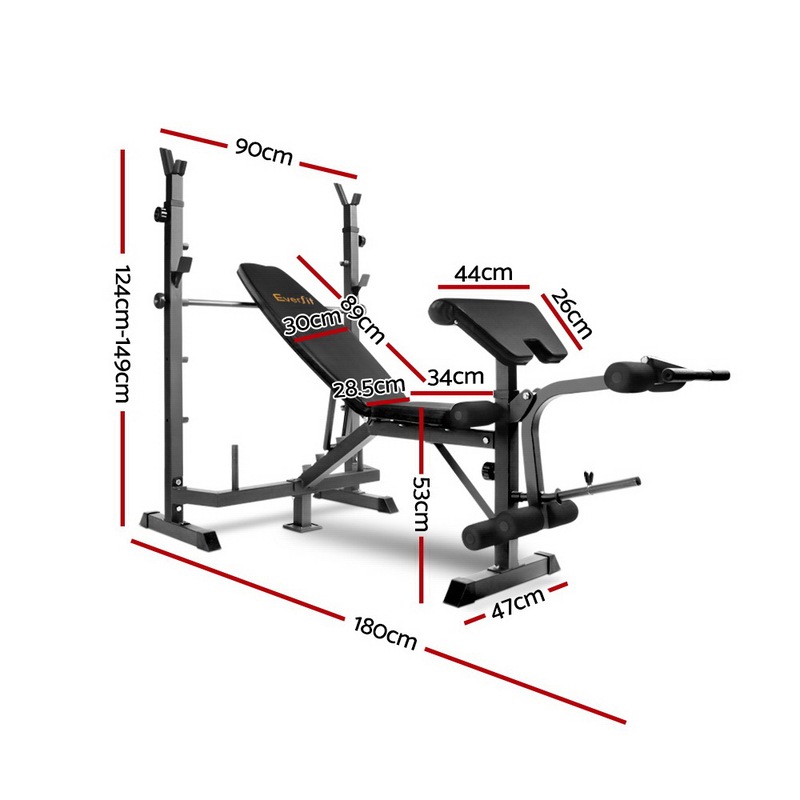 Everfit 9 in 1 Weight Bench Press MultiStation Fitness Equipment Flat