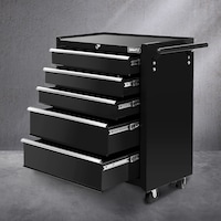 5 Drawer Giantz Tool Cabinet Trolley Storage Toolbox Black