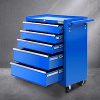 5 Drawer Giantz Tool Cabinet Trolley Storage Toolbox Blue