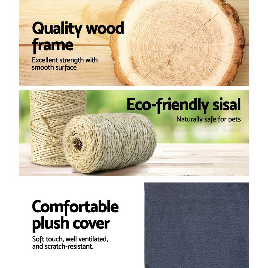 i.Pet 134cm Cat Tree Scratching Post Condo Tower Furniture - Grey